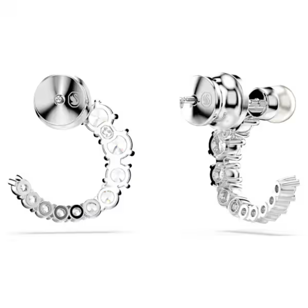 Swarovski Matrix Hoop Earrings - Crystal/Pearl/Rhodium