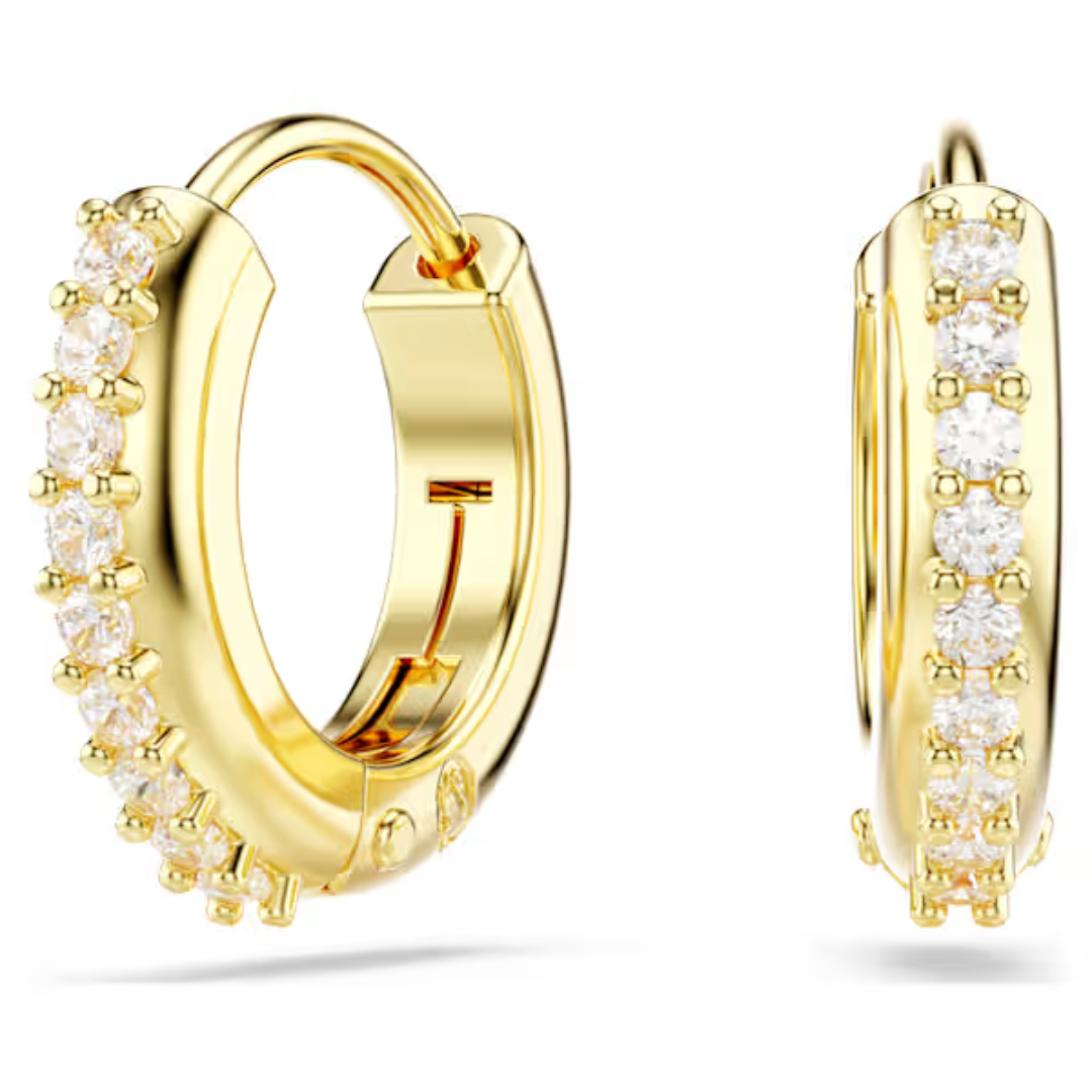 Swarovski Matrix Hoop Earrings - Gold/White