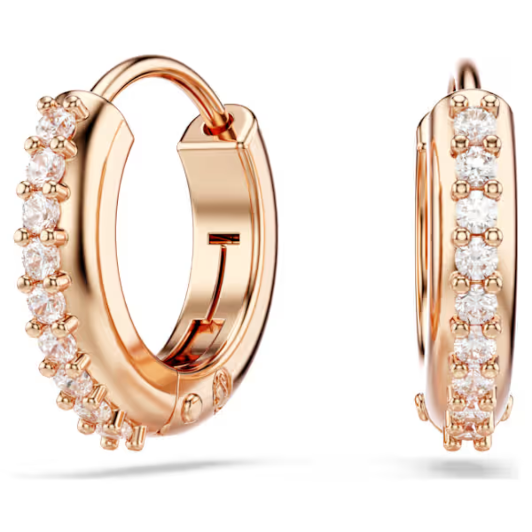 Swarovski Matrix Hoop Earrings - White/Rose Gold