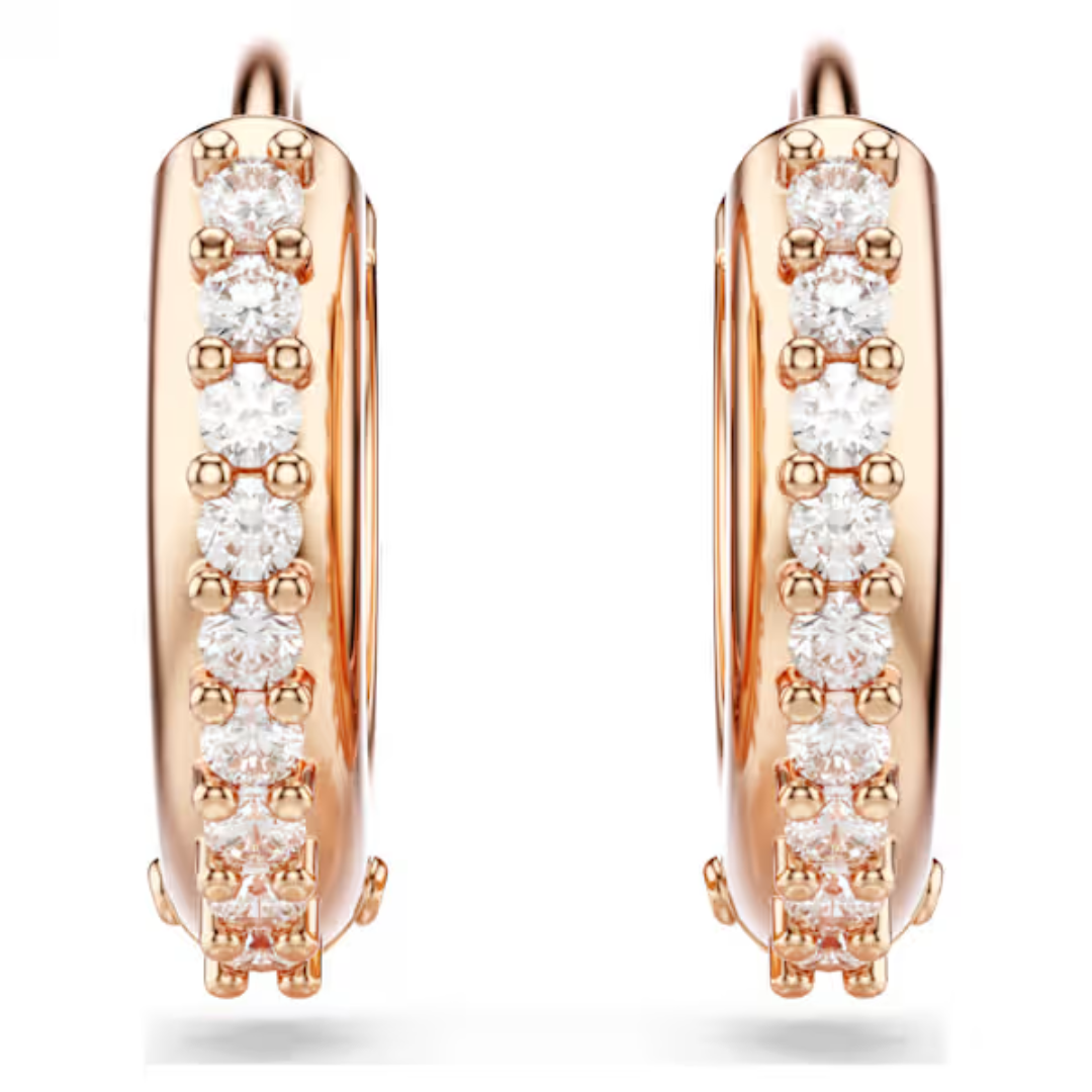 Swarovski Matrix Hoop Earrings - White/Rose Gold