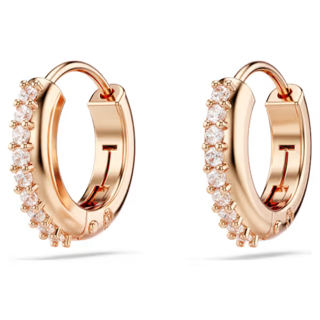 Swarovski Matrix Hoop Earrings - White/Rose Gold