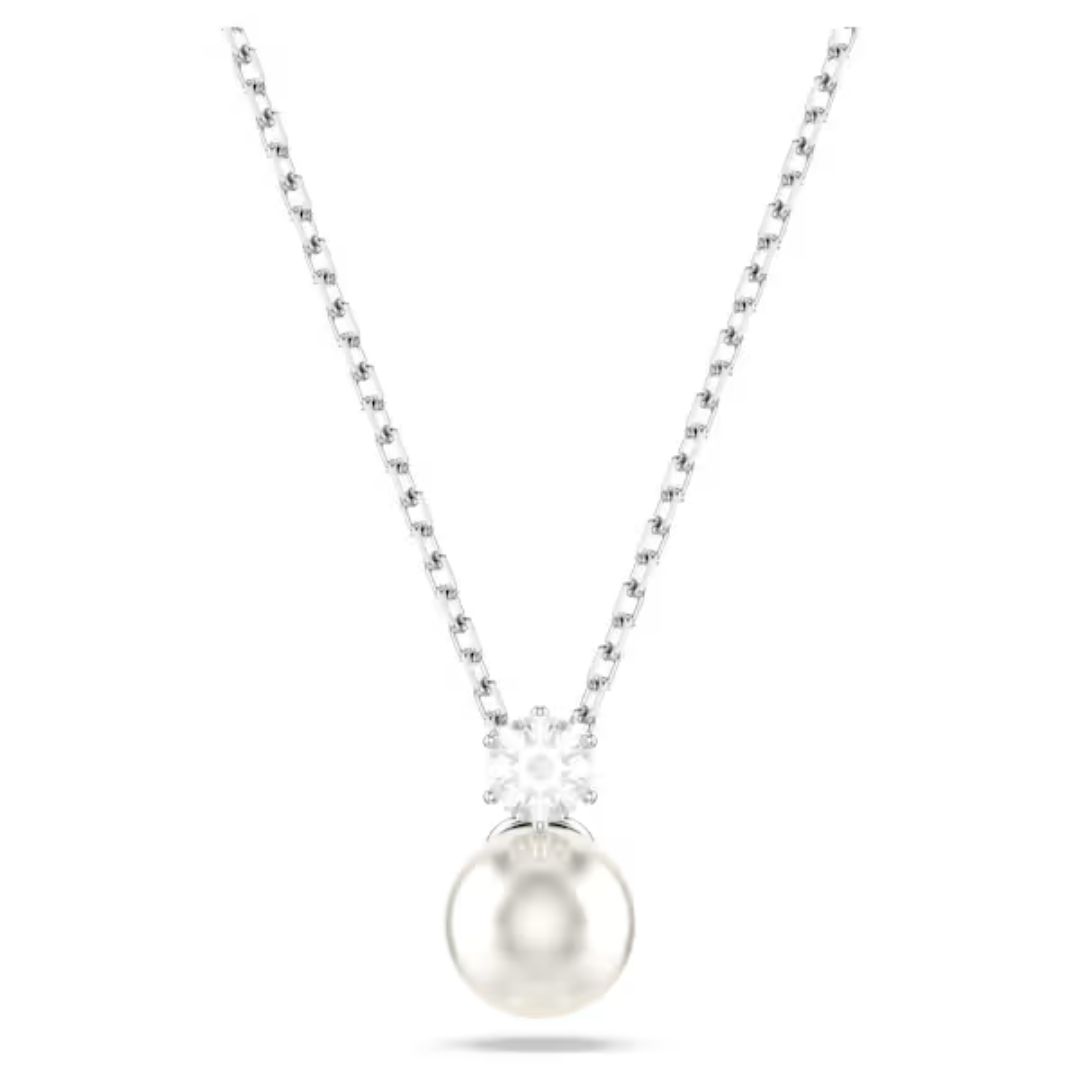 Swarovski Matrix Pendant Necklace - Crystal/Pearl/Rhodium