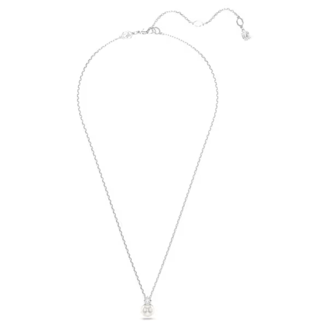 Swarovski Matrix Pendant Necklace - Crystal/Pearl/Rhodium