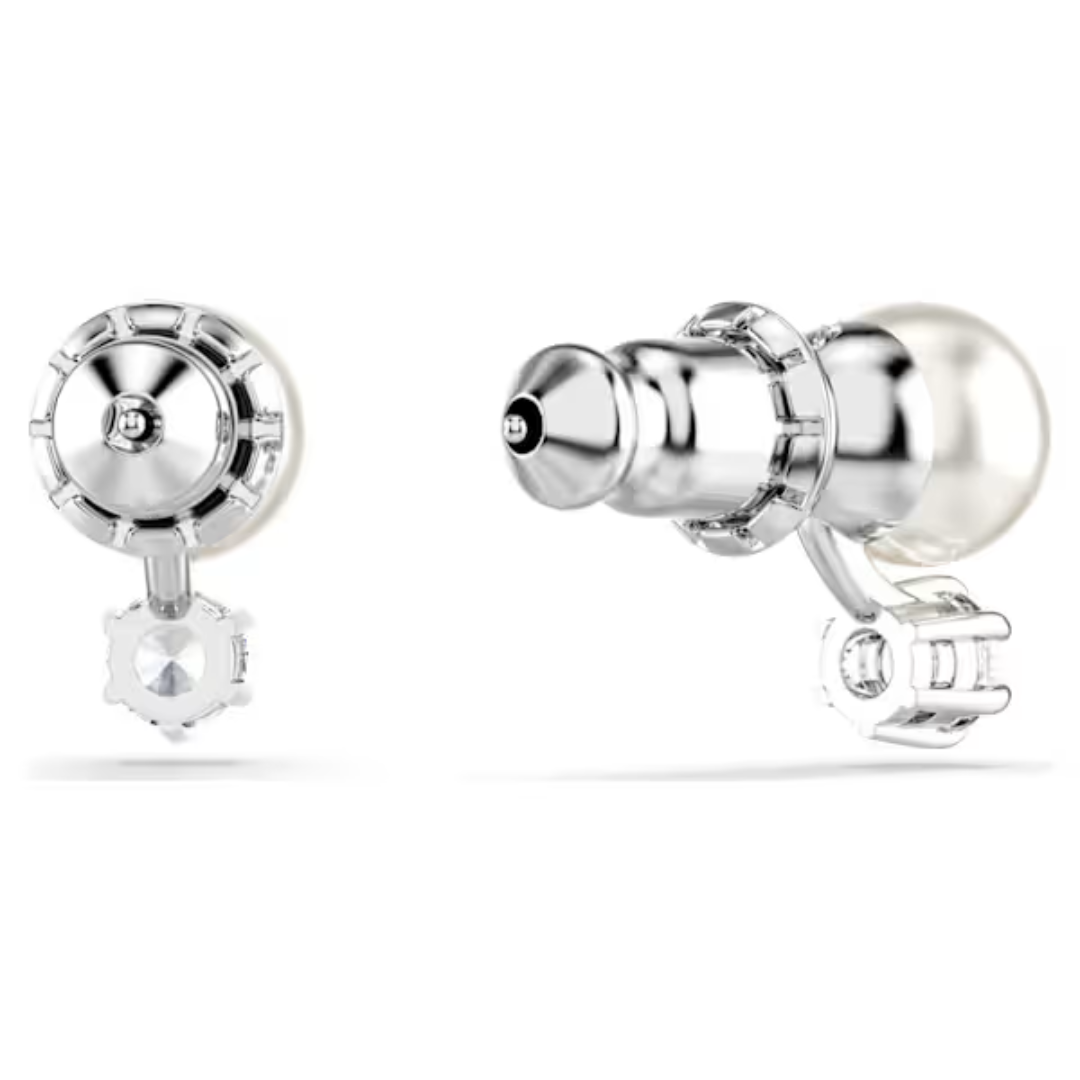 Swarovski Matrix Stud Earrings - Crystal/Pearl/Rhodium