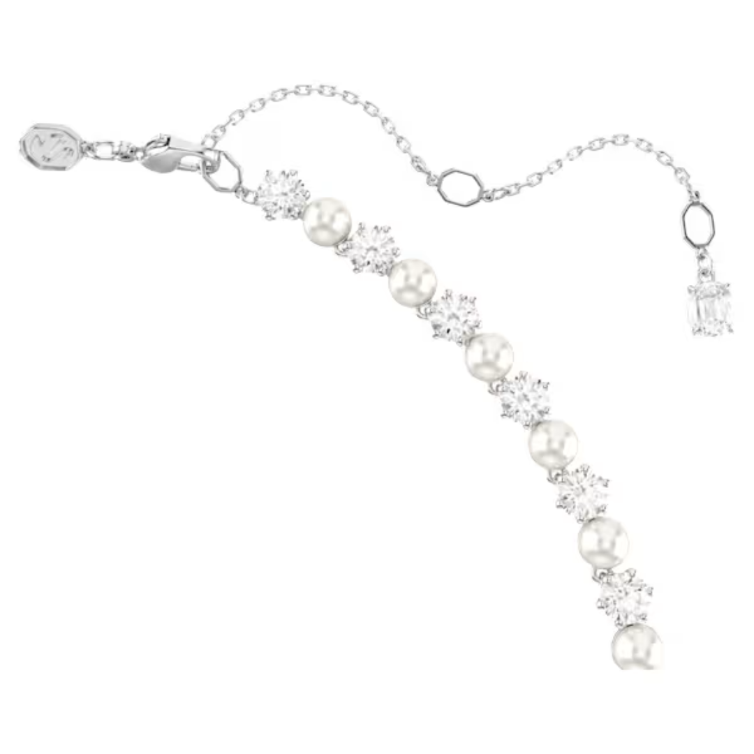 Swarovski Matrix 5mm Tennis Necklace - Crystal/Pearl/Rhodium