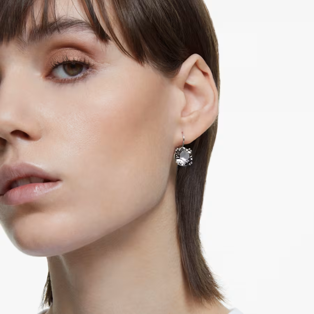 Swarovski Millenia Round Drop Earrings: Black/Silver