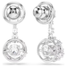 Swarovski Constella Drop Earrings Round cut, Dancing stone, White, Rhodium plated