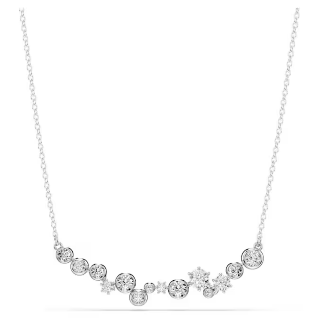 Mixed cuts, White, Rhodium plated Swarovski Constella Necklace