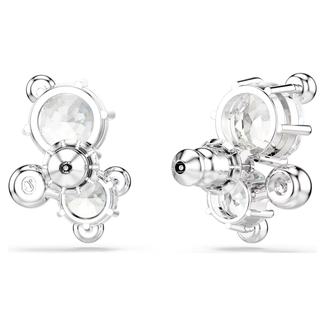 Swarovski Constella Stud Earrings Round cut, White, Rhodium plated