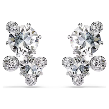 Swarovski Constella Stud Earrings Round cut, White, Rhodium plated