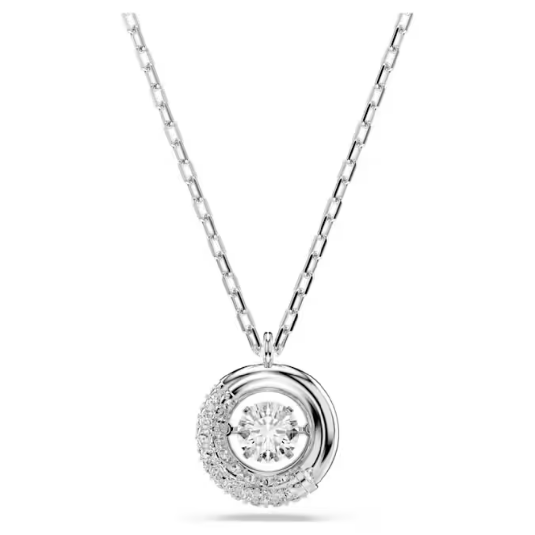 Swarovski Dextera Pendant Necklace Round cut, White, Rhodium plated