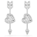 Swarovski Idyllia Drop Earrings Mixed cuts, Heart with arrow, White, Rhodium plated