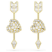 Mixed cuts, Heart with arrow, White, Gold-tone plated Swarovski Idyllia Drop earrings