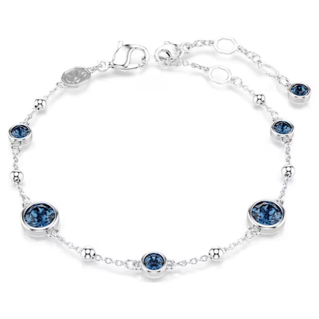 Swarovski_Imber_Bracelet Round cut, Blue, Rhodium plated