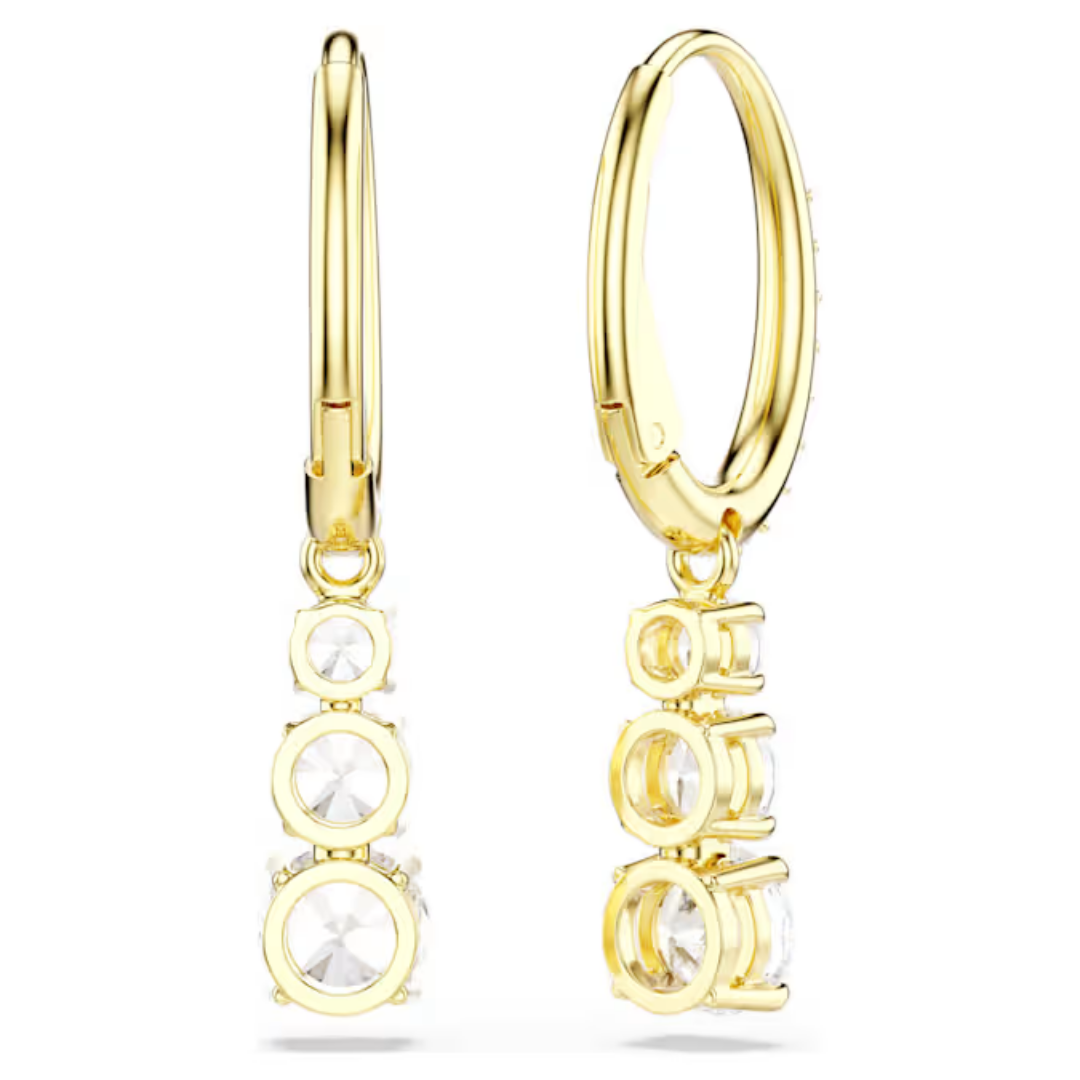 Round cut, White, Gold-tone plated Swarovski Stilla Attract Hoop Earrings