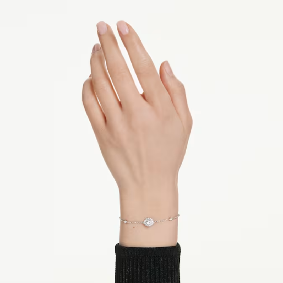 Round cut, White, Rhodium plated Swarovski Una Angelic Bracelet