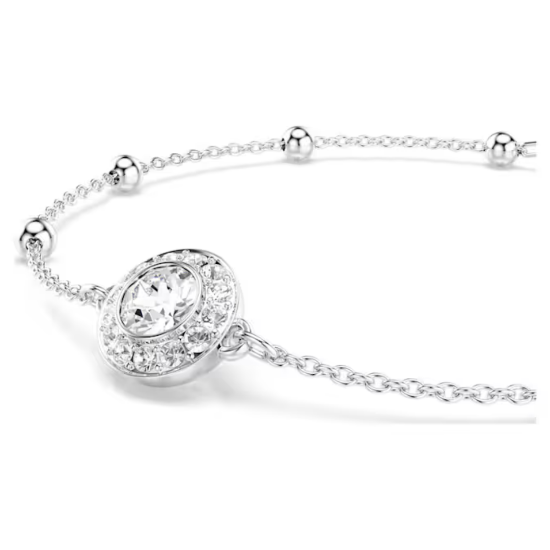Round cut, White, Rhodium plated Swarovski Una Angelic Bracelet