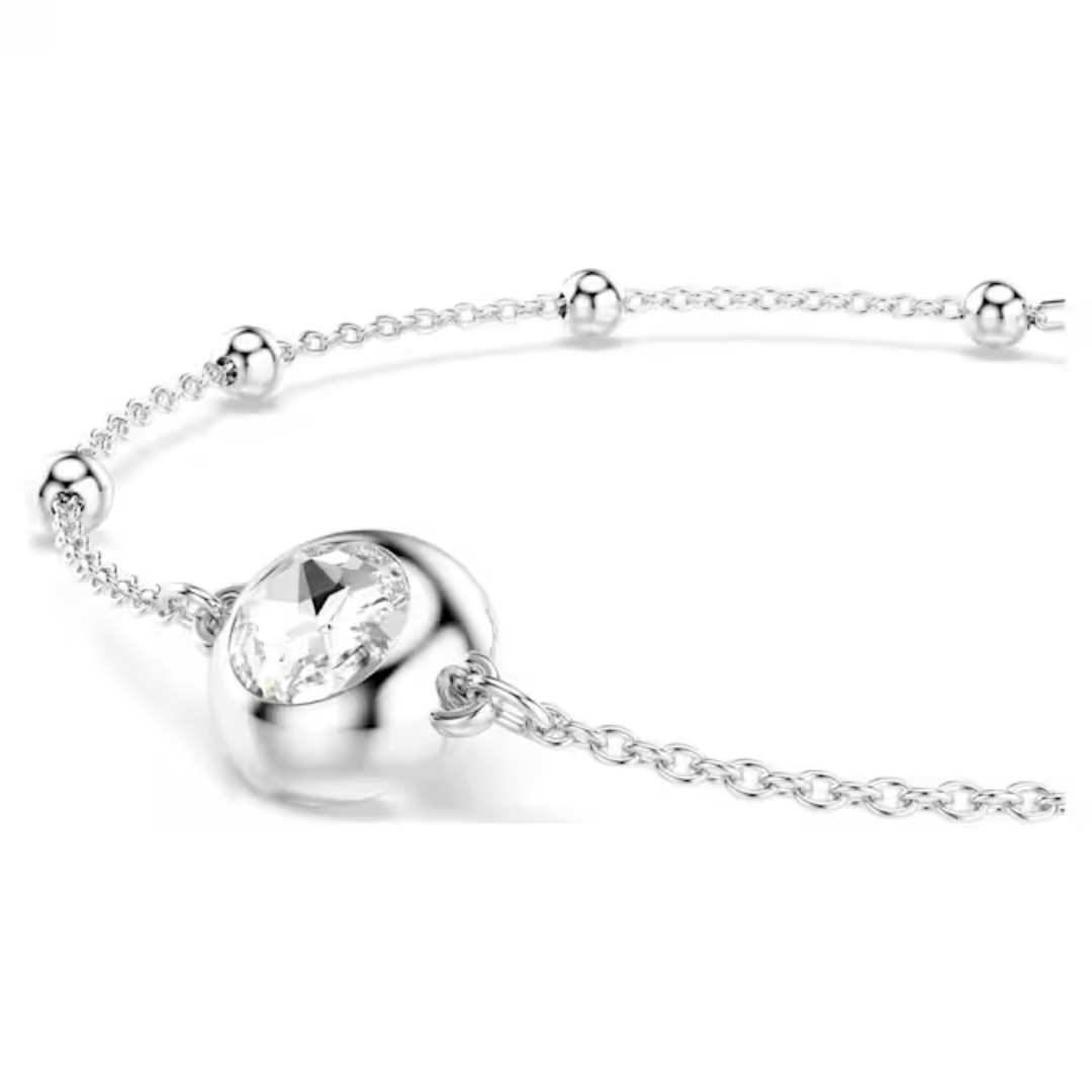 Round cut, White, Rhodium plated Swarovski Una Angelic Bracelet