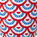 Pattern of red, white, and blue paper plates with star designs.