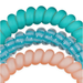 Turquoise and clear beaded bracelet with a pink and clear beaded bracelet on a white background