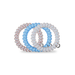 group of red white and blue hair ties on white background 