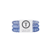 blue hair ties on white background