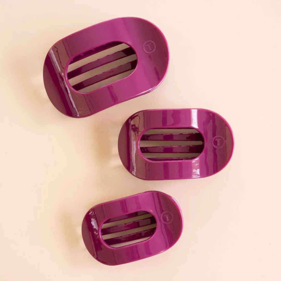Teleties Flat Round Hair Clip - Mulberry