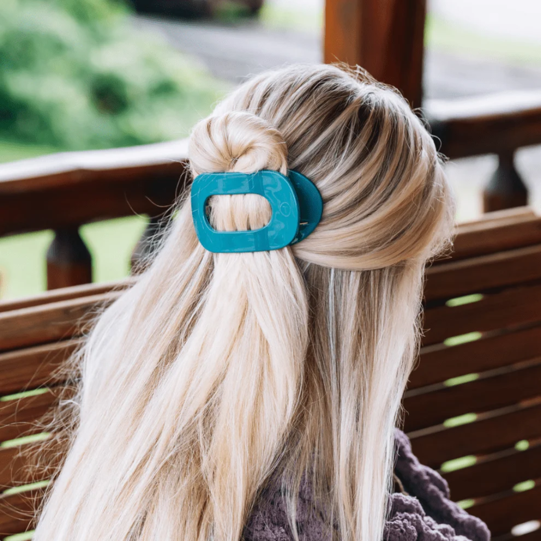 Teleties Flat Round Hair Clip - Teal With It