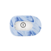 Blue and white marbled soap with 'Teleties' branding on a white background