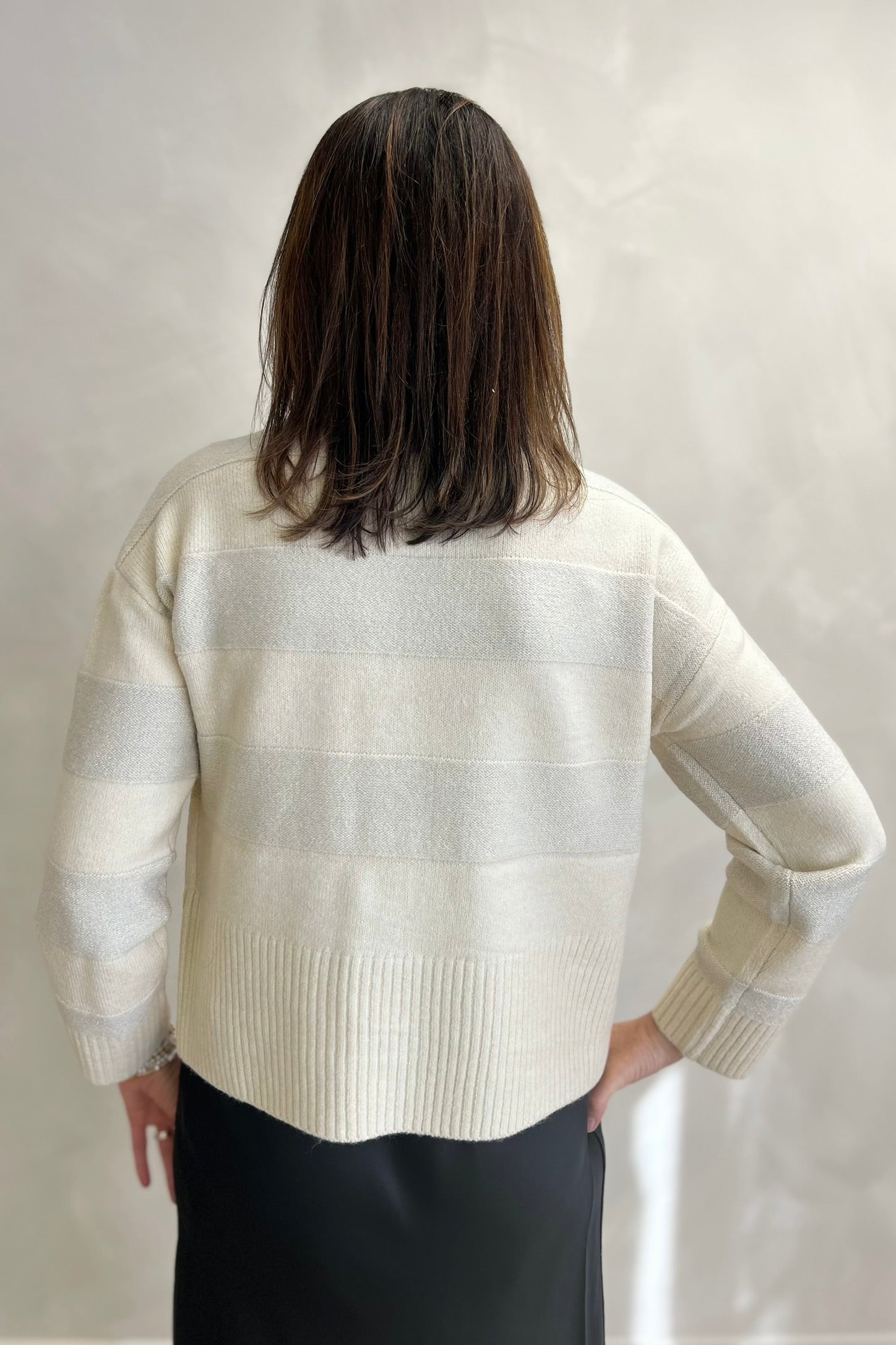 Tribal Long Sleeve Mock Neck Sweater - Moonstone