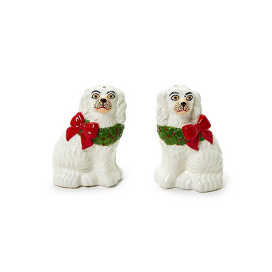 Two's Company Staffordshire Dog w/ Wreath Salt & Pepper Shakers - The Cottage