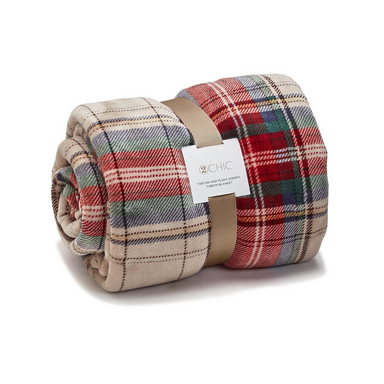 Two's Company Tartan and Sherpa Double Sided Throw - The Cottage