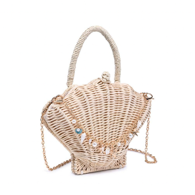 shell purse on white background