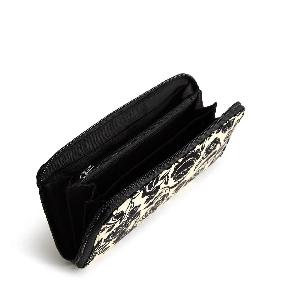 Vera Bradley Continental Wallet- Bubbly Flowers Black