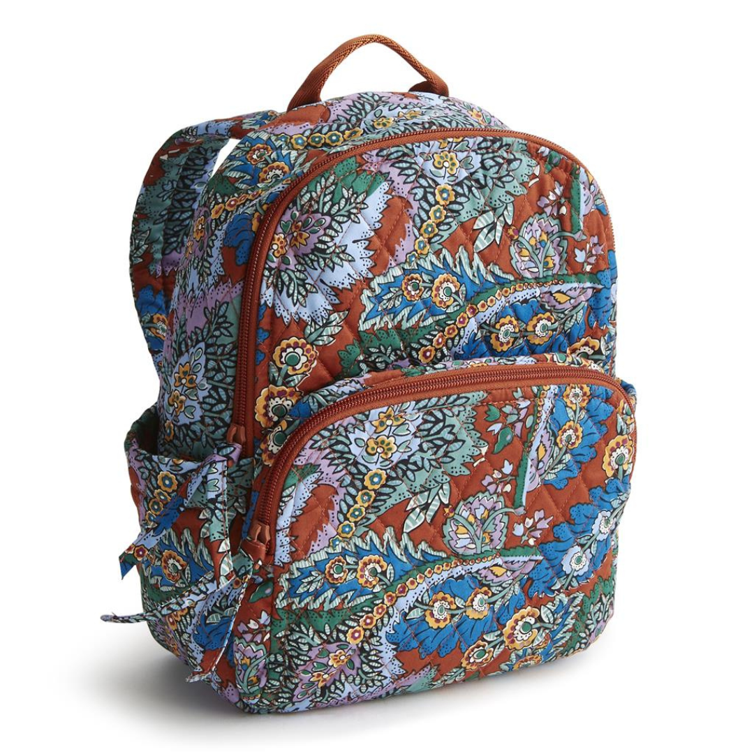 Vera Bradley Small Banbury Backpack- Flowers + Feathers- Cotton Gabardine - The Cottage