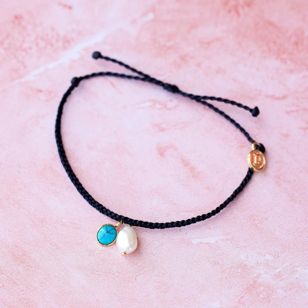 Pura Vida Pearl & Turquoise Charm Bracelet - Black