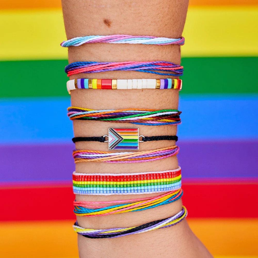 Rainbow Pearl Elastic Bracelet Project with Charm Bracelet