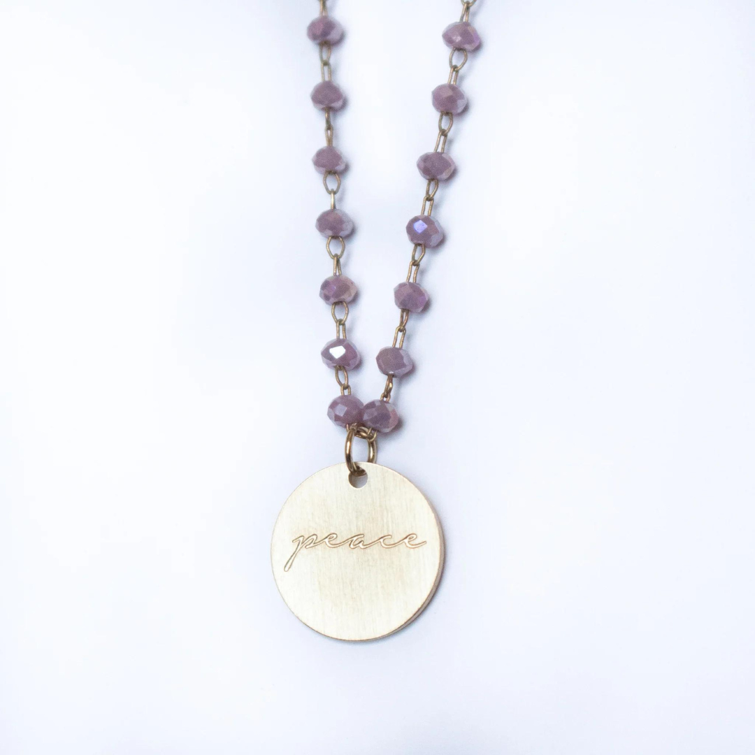 Vintage Sparrow Lilac Serenity Stone Necklace - Peace