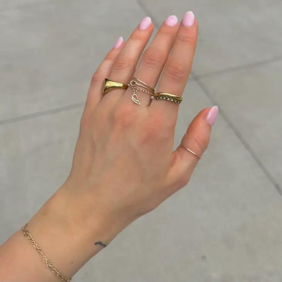 Nikki Smith Kiera Emerald Stacked Ring - Gold