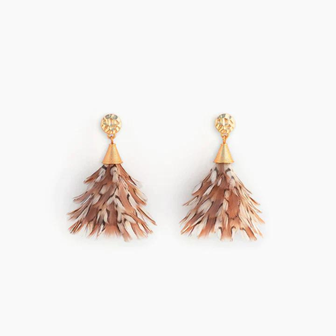 Brackish Anna Petite Statement Earrings - Quail Feathers