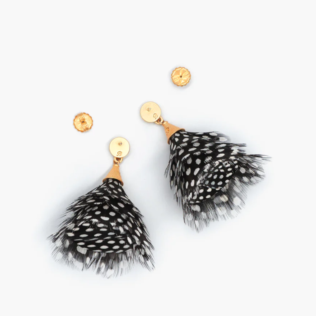 Brackish Claudia Petite Statement Earrings - Guinea Feathers
