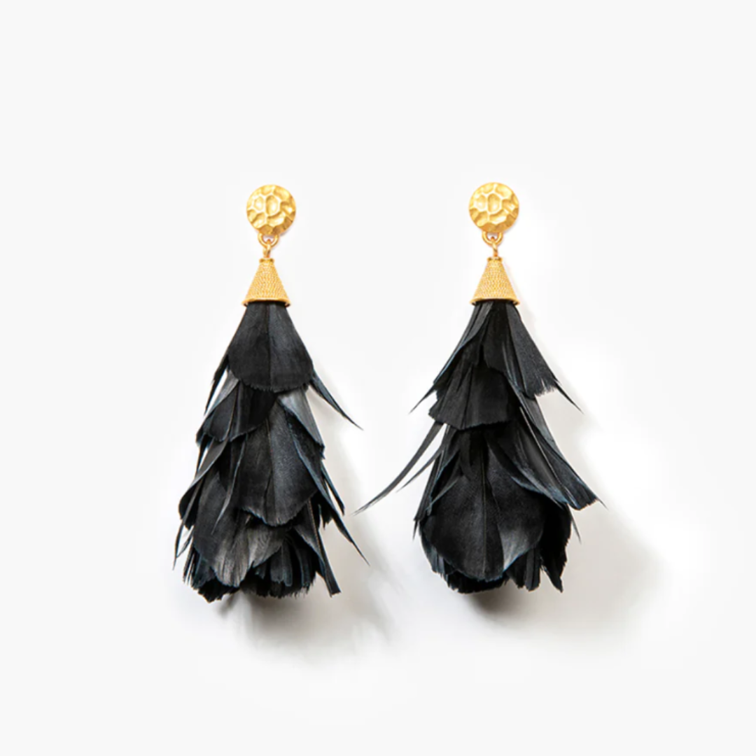 Brackish Parades Statement Earrings - Goose Feathers