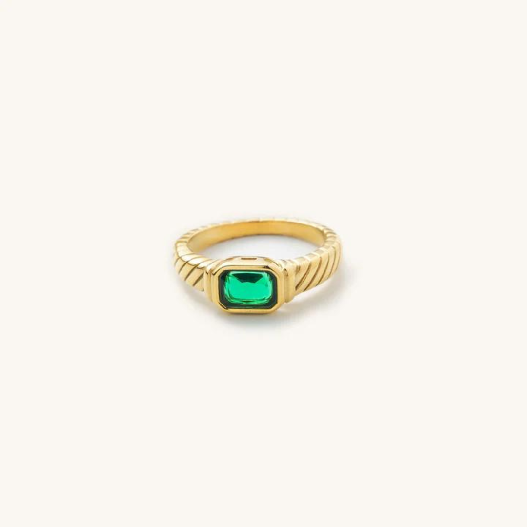 Nikki Smith Braided Emerald Ring - Gold