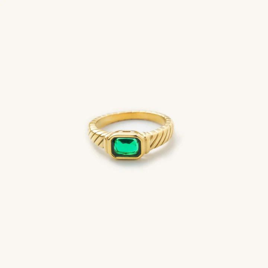 Nikki Smith Braided Emerald Ring - Gold - The Cottage