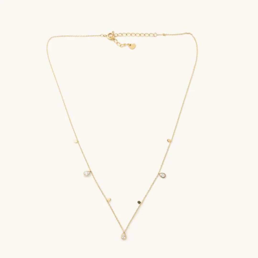 Nikki Smith Kate Crystal Teardrop Necklace - Gold