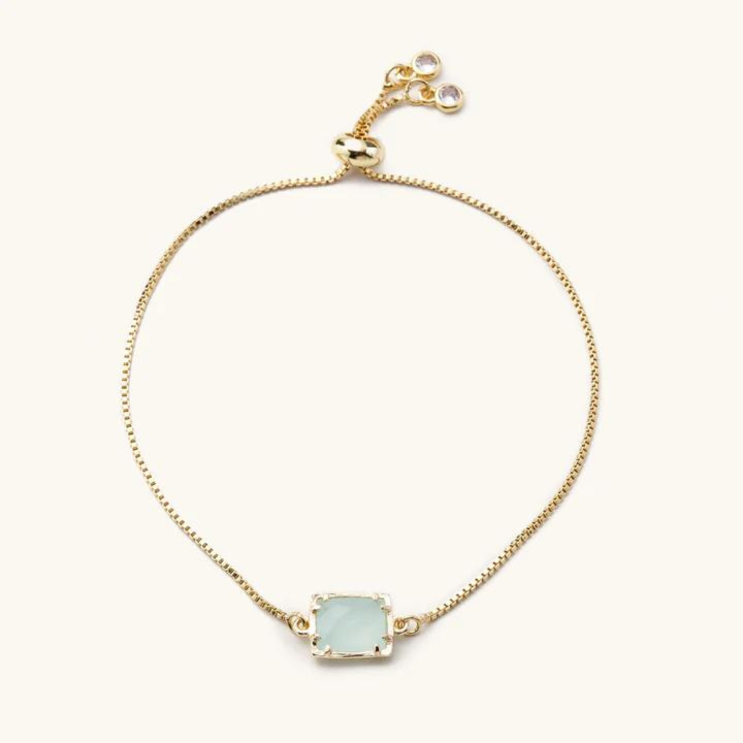 Nikki Smith Liv Mint Amazonite Slider Bracelet - Gold - The Cottage