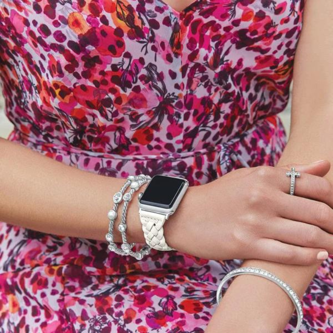 Brighton Sutton Braided Apple Watch Band - White