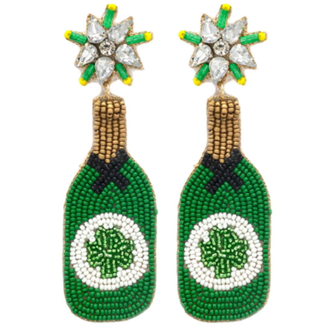 St. Patrick Bottle Beaded Earrings