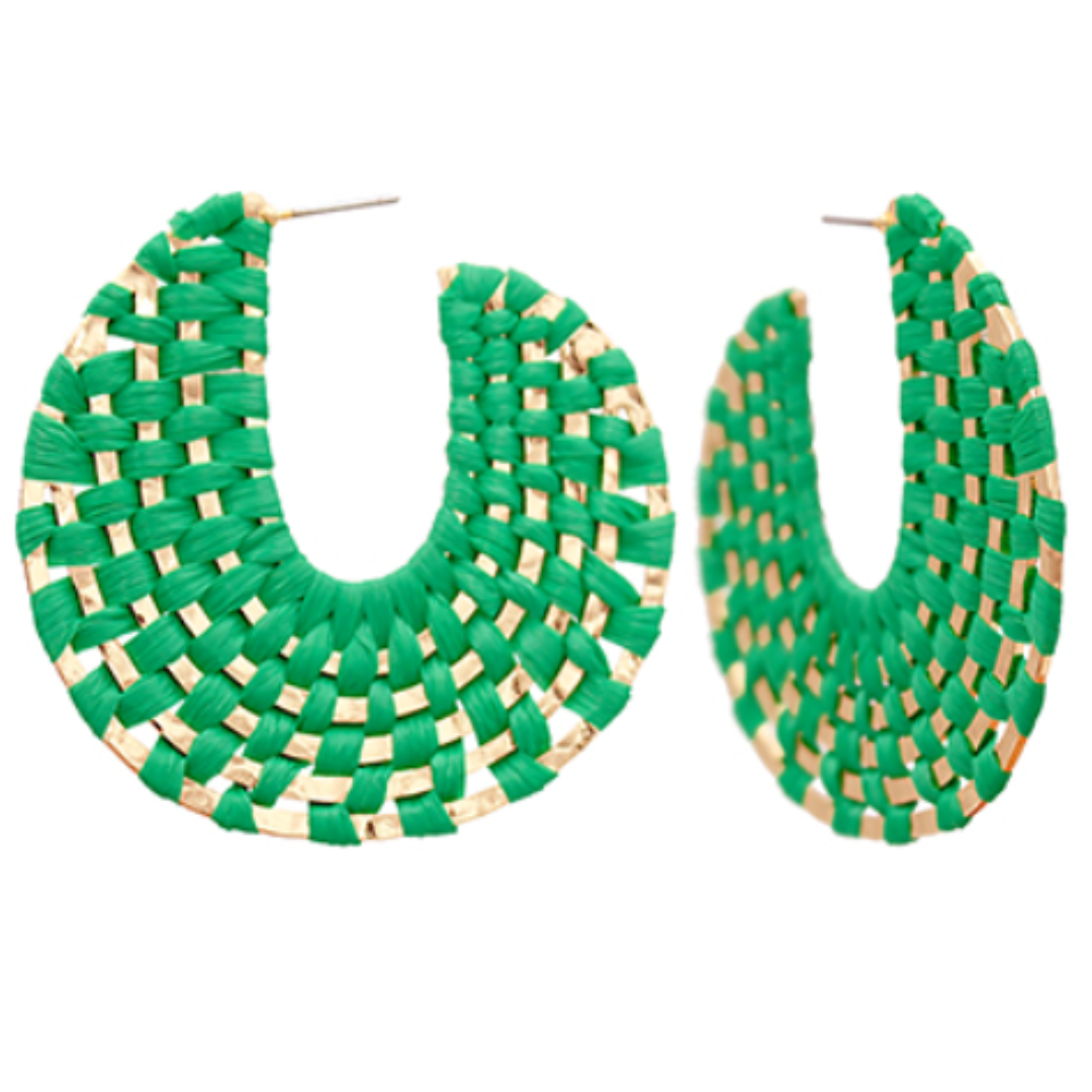 Woven Raffia Open Hoops