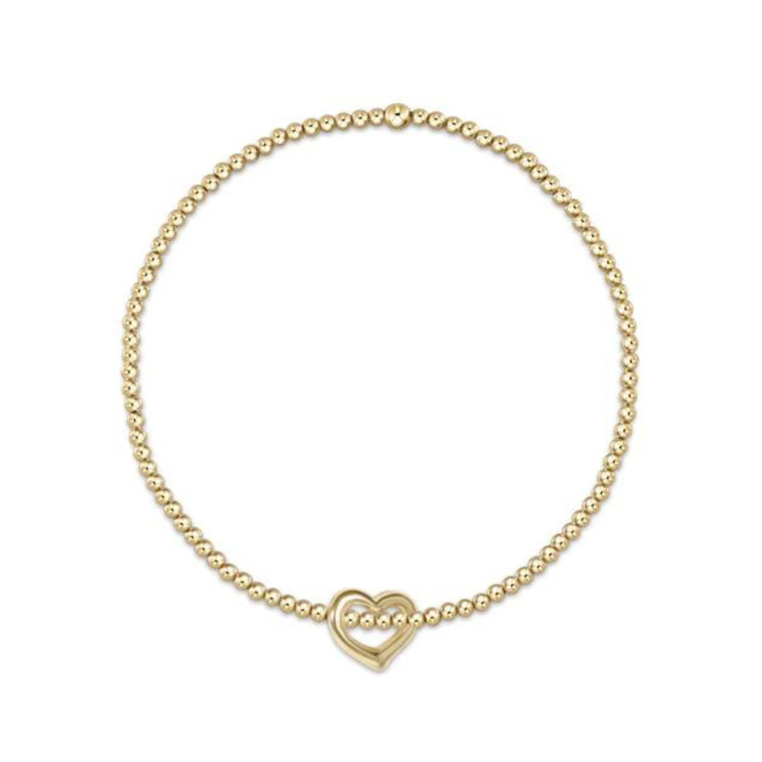 Enewton Gold Classic Bead Bracelet w/ Love Charm - 2mm